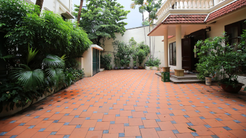 Front yard with French style 05 house for rent in To Ngoc Van, Tay Ho