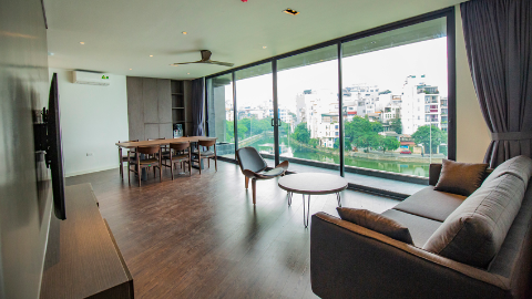 Amazing Lakeview & Decent balcony 02 bedroom apartment for rent in Truc Bach