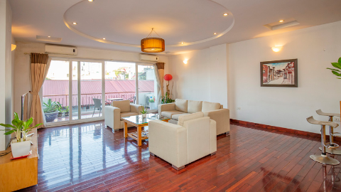Large balcony 2 bedroom apartment with a balcony in Truc Bach