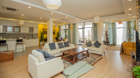 Outstanding design and Balcony 04 bedroom apartment for rent in Tay Ho