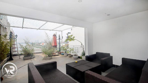 Terrace lake view 3 bedroom apartment in Tay Ho for rent