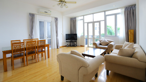 Balcony & green plant 02 bedroom apartment for rent in Tay Ho