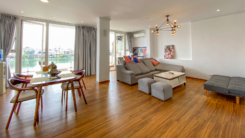 Amazing lakeview with balcony 02 bedroom apartment for rent in Tay Ho, West lake
