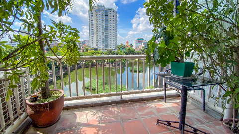 Big balcony lake view 3 bedroom apartment in Truc Bach for rent