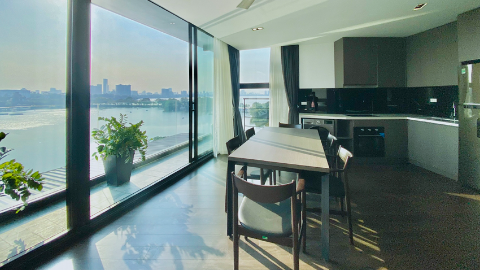 Modern concept with big balcony 02 bedroom apartment for rent in Truc Bach