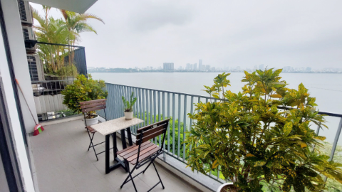 Lakeview and balcony 02 bedroom apartment for rent in Yen Phu Tay Ho