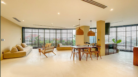 Wonderful garden with unnique style 03 bedroom apartment for rent in Tay Ho West lake