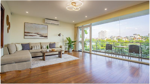 Lakeview with balcony 03 bedroom apartment for rent in Tay Ho West lake