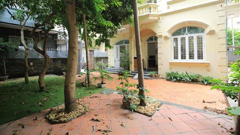 Garden & front yard 04 bedroom house for rent in To Ngoc Van, Tay Ho
