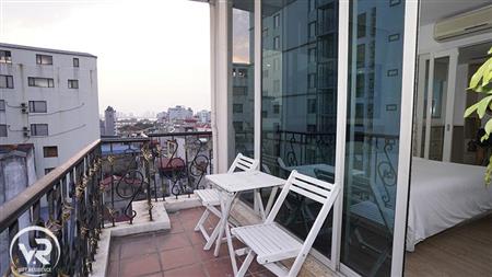 The balcony attached to a bedroom