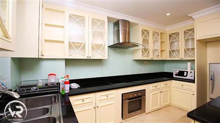 The kitchen with built-in oven