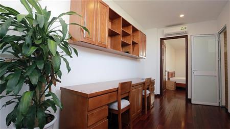 Office table on hallwall